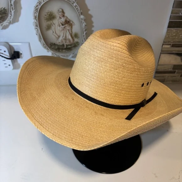 Larry Mahan's Straw Western Cowboy Hat by Milano Size 6 7/8 Made in USA - Picture 4 of 12
